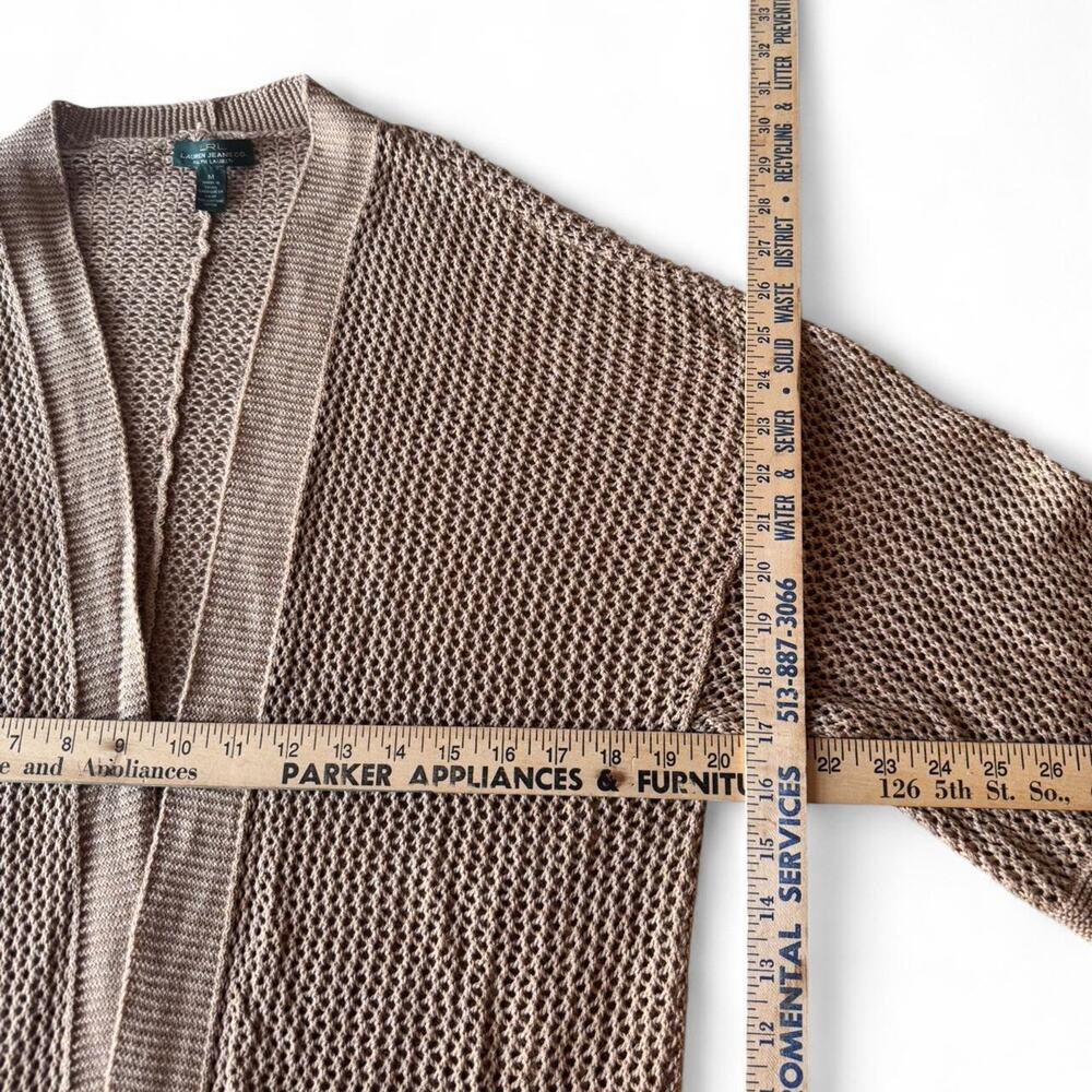 Ralph Lauren Lauren Jeans Co Fringe Cardigan Women’s M Tan Open Knit - Picture 5 of 5